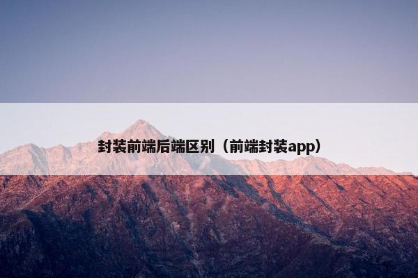 封装前端后端区别（前端封装app）