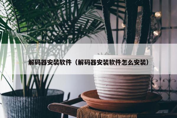 解码器安装软件（解码器安装软件怎么安装）