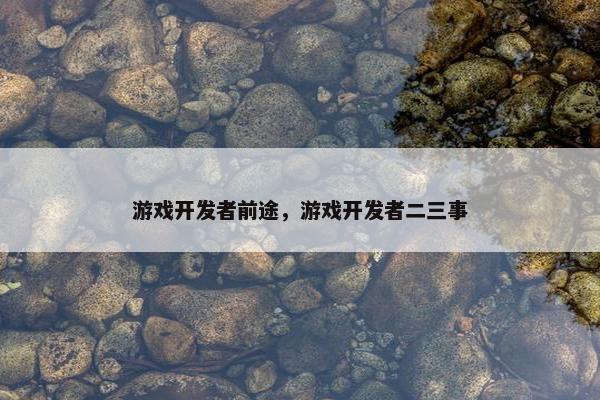 游戏开发者前途，游戏开发者二三事