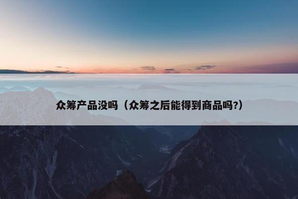 众筹产品没吗（众筹之后能得到商品吗?）