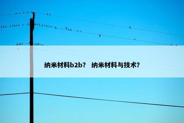 纳米材料b2b？ 纳米材料与技术？