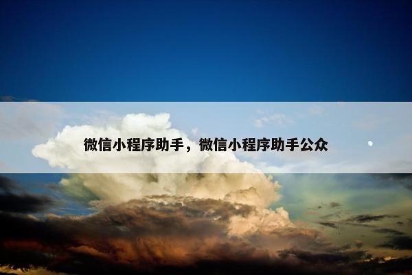 微信小程序助手，微信小程序助手公众