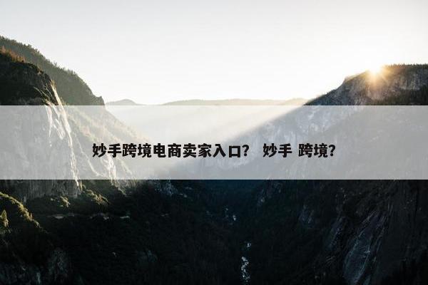 妙手跨境电商卖家入口？ 妙手 跨境？