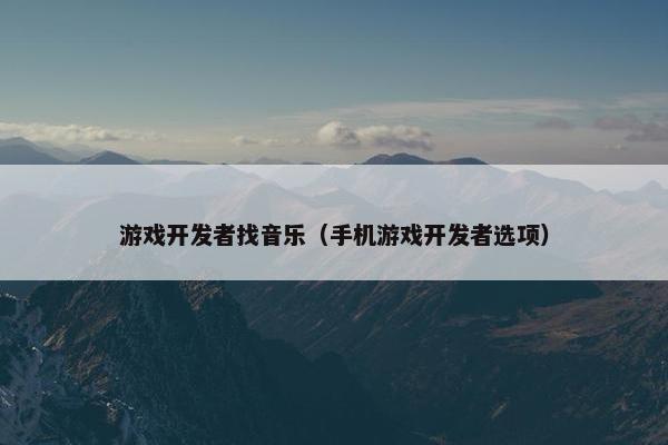 游戏开发者找音乐（手机游戏开发者选项）