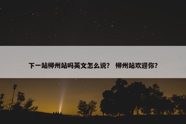 下一站柳州站吗英文怎么说？ 柳州站欢迎你？