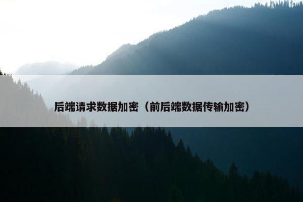 后端请求数据加密（前后端数据传输加密）