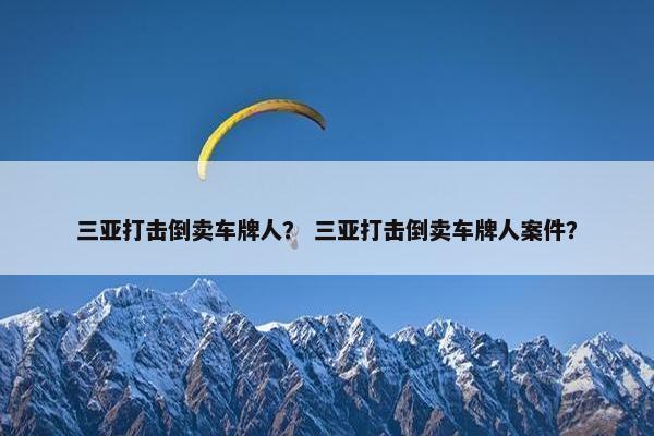 三亚打击倒卖车牌人？ 三亚打击倒卖车牌人案件？