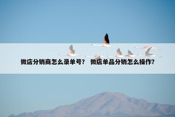 微店分销商怎么录单号？ 微店单品分销怎么操作？