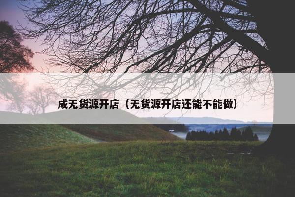 成无货源开店（无货源开店还能不能做）