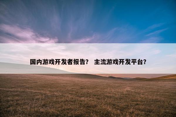 国内游戏开发者报告？ 主流游戏开发平台？