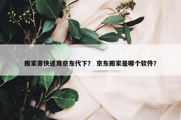 搬家寄快递用京东代下？ 京东搬家是哪个软件？