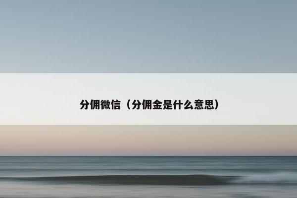 分佣微信（分佣金是什么意思）