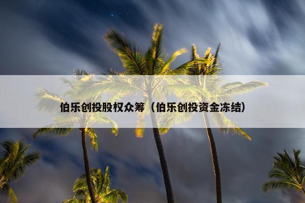 伯乐创投股权众筹（伯乐创投资金冻结）
