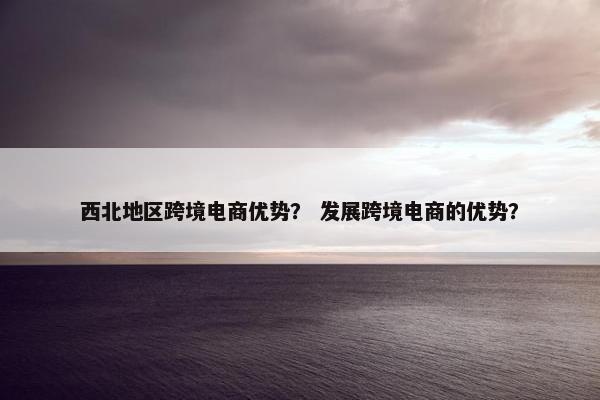 西北地区跨境电商优势？ 发展跨境电商的优势？