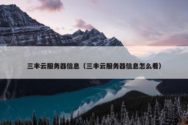 三丰云服务器信息（三丰云服务器信息怎么看）