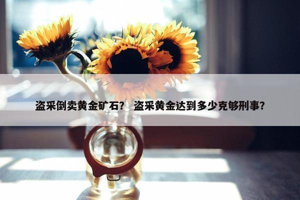 盗采倒卖黄金矿石？ 盗采黄金达到多少克够刑事？