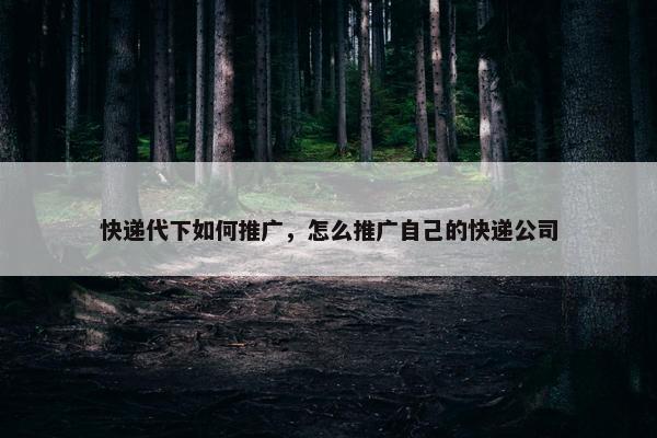 快递代下如何推广，怎么推广自己的快递公司
