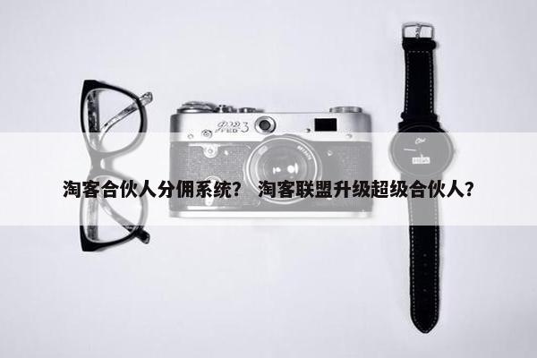 淘客合伙人分佣系统？ 淘客联盟升级超级合伙人？