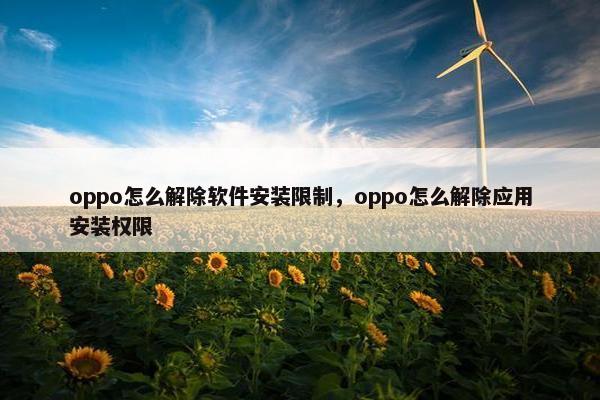 oppo怎么解除软件安装限制，oppo怎么解除应用安装权限