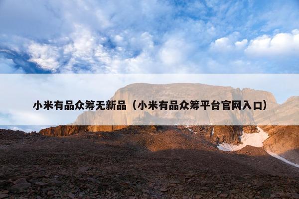 小米有品众筹无新品（小米有品众筹平台官网入口）
