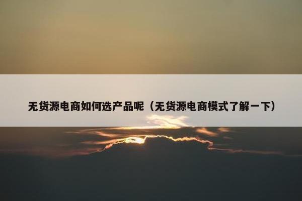 无货源电商如何选产品呢（无货源电商模式了解一下）