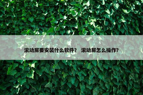 滚动屏要安装什么软件？ 滚动屏怎么操作？