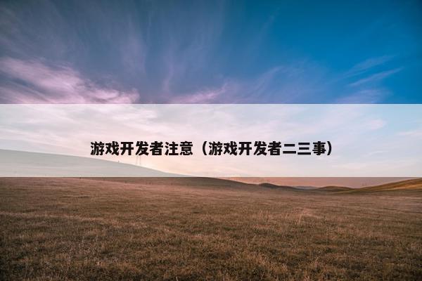 游戏开发者注意（游戏开发者二三事）