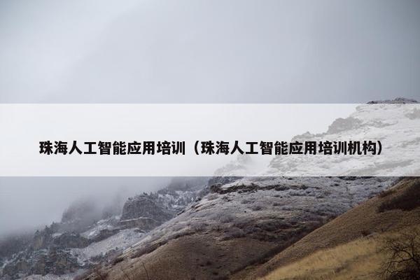 珠海人工智能应用培训（珠海人工智能应用培训机构）