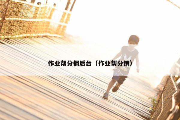 作业帮分佣后台（作业帮分销）