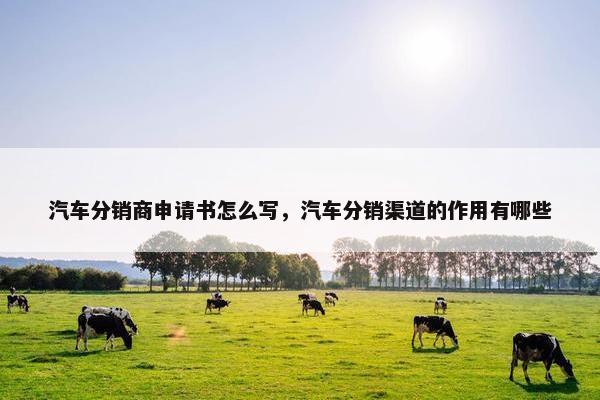 汽车分销商申请书怎么写，汽车分销渠道的作用有哪些