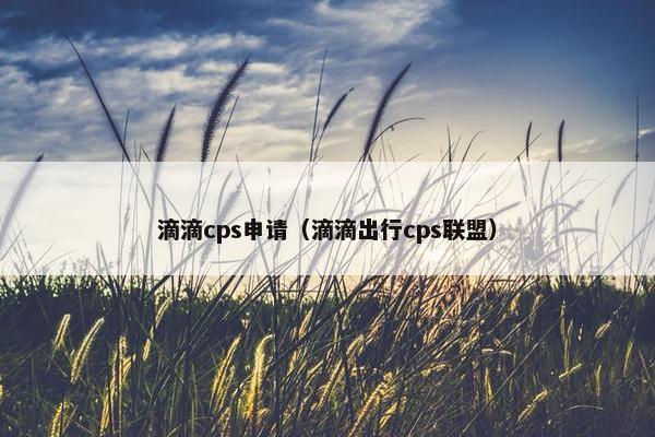 滴滴cps申请（滴滴出行cps联盟）