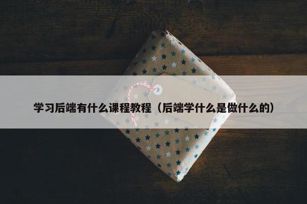 学习后端有什么课程教程（后端学什么是做什么的）