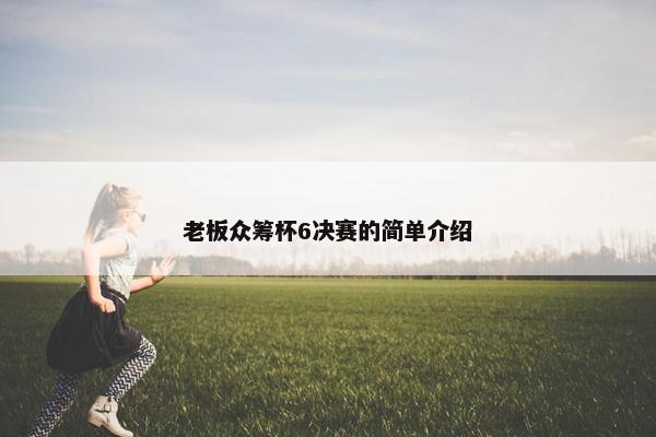 老板众筹杯6决赛的简单介绍