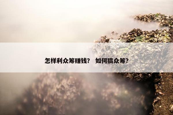 怎样利众筹赚钱？ 如何搞众筹？