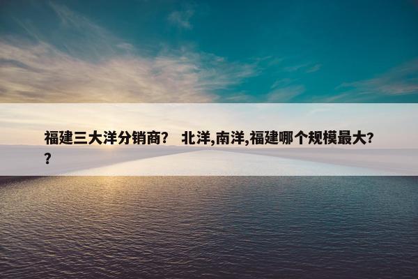 福建三大洋分销商？ 北洋,南洋,福建哪个规模最大?？
