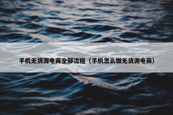 手机无货源电商全部流程（手机怎么做无货源电商）