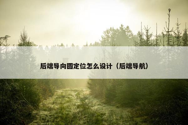 后端导向圆定位怎么设计（后端导航）