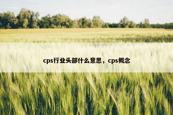 cps行业头部什么意思，cps概念