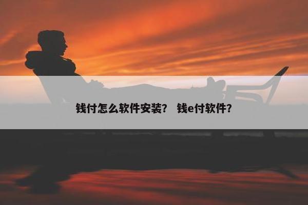 钱付怎么软件安装？ 钱e付软件？