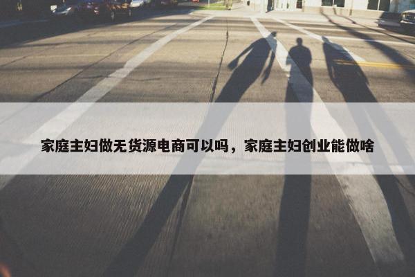 家庭主妇做无货源电商可以吗，家庭主妇创业能做啥