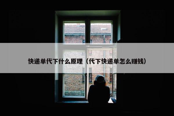 快递单代下什么原理（代下快递单怎么赚钱）