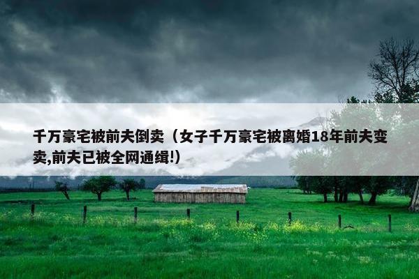 千万豪宅被前夫倒卖（女子千万豪宅被离婚18年前夫变卖,前夫已被全网通缉!）
