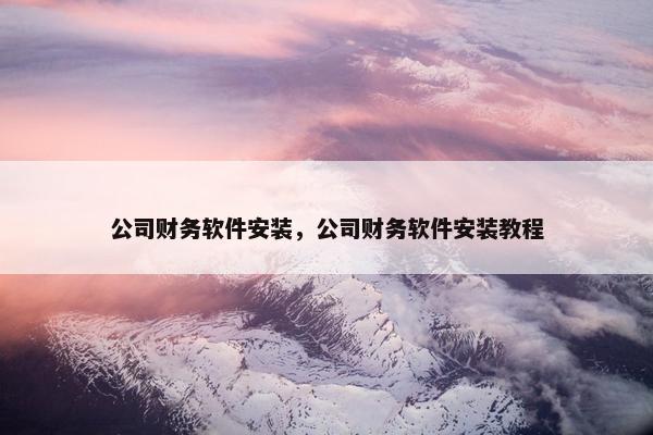 公司财务软件安装，公司财务软件安装教程