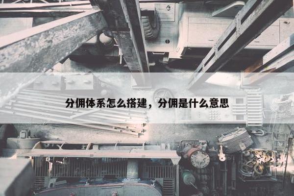 分佣体系怎么搭建，分佣是什么意思