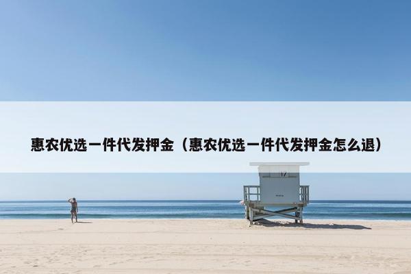 惠农优选一件代发押金（惠农优选一件代发押金怎么退）