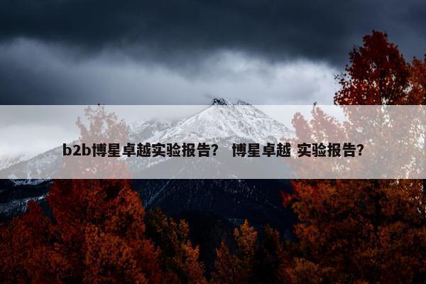 b2b博星卓越实验报告？ 博星卓越 实验报告？