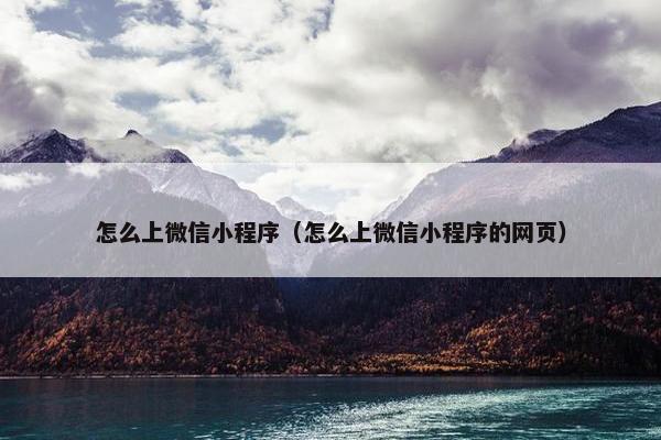 怎么上微信小程序（怎么上微信小程序的网页）