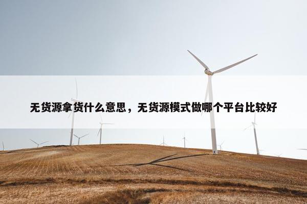 无货源拿货什么意思，无货源模式做哪个平台比较好