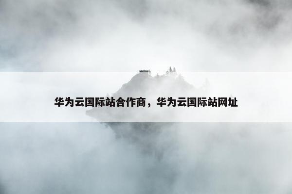 华为云国际站合作商，华为云国际站网址