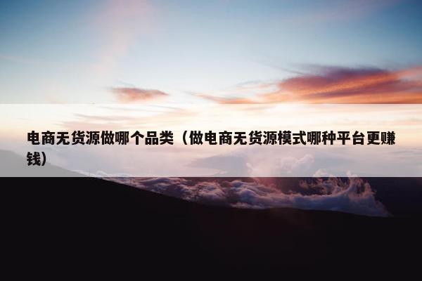 电商无货源做哪个品类（做电商无货源模式哪种平台更赚钱）